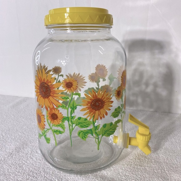 Vintage Sun Tea Sunflower Glass Beverage Dispenser Jar - Picture 12 of 12